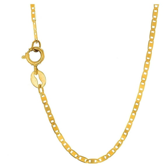 JewelStop 10k Yellow Gold Mariner Link Chain Necklace, Spring Ring - 20 inches 1.2mm