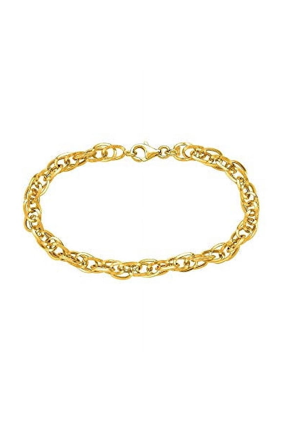 JewelStop 14 Yellow Gold Euro Link Bracelet, Lobster Clasp - 7.5 Inches