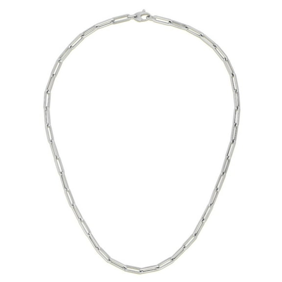 JewelStop 14K Polished Finish White Gold 4.2mm Paperclip Chain with Lobster Lock - 18" Link measures 13.6mm.