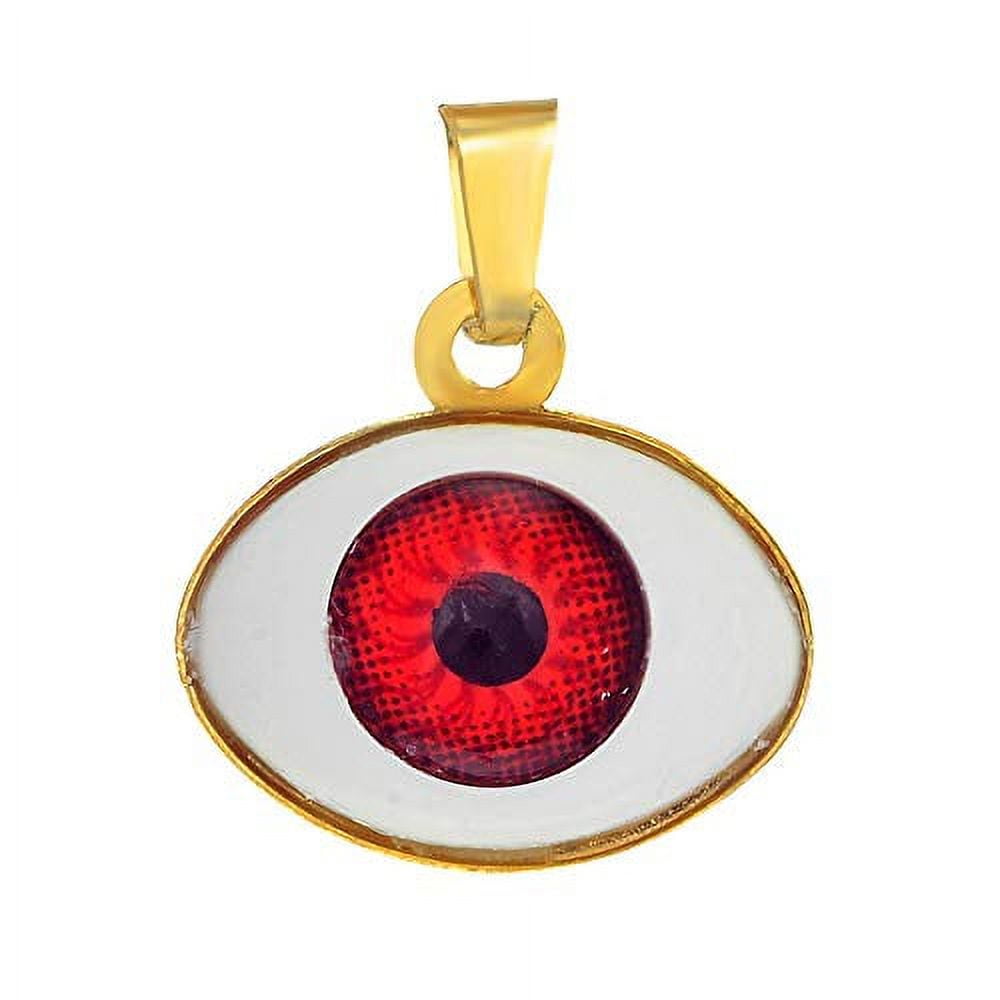 JewelStop 14K Real Yellow Gold Red Evil Eye Charm Pendant