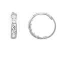 thumbnail image 1 of JewelStop 14K Solid White Gold Huggie Hoop CZ Channel Set Earrings - 2x10mm, 1 of 2