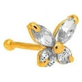thumbnail image 1 of JewelStop 14K Solid Yellow Gold CZ Butterfly Nose Ring - 0.5mm 24 Gauge 8mm Long, 1 of 3