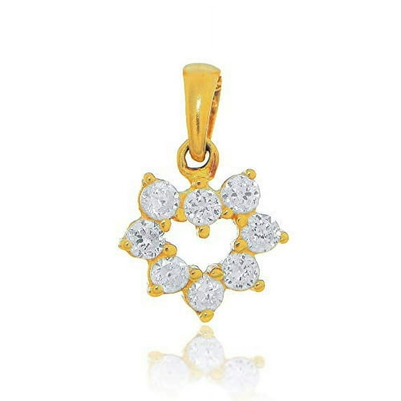 JewelStop 14K Solid Yellow Gold Open Heart CZ Cubic Zirconia Charm Small