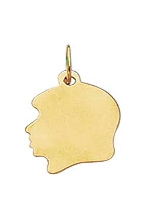 JewelStop 14K Solid Yellow Gold Shiny Face Charm Silhouette - 12.5mmx16mm