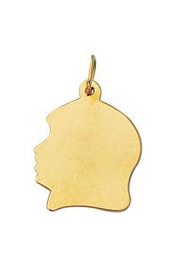 JewelStop 14K Solid Yellow Gold Shiny Face Charm Silhouette - 16mm x 20mm, 1.6gr.