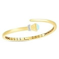 thumbnail image 1 of JewelStop 14K Two Tone Gold, Turquoise & 0.05ct Diamond Wrap Bangle with Diamond Cut Textured Finish - 10gr, 1 of 5