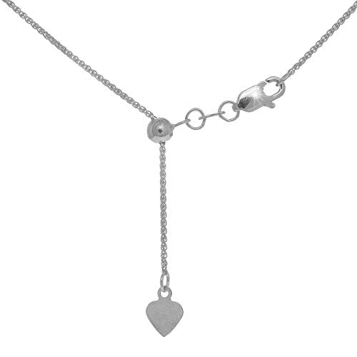 JewelStop 14K White Gold 1 mm Extendable & Adjustable Spiga Wheat Chain, Lobster Claw - 22 Inches, 2.7gr.