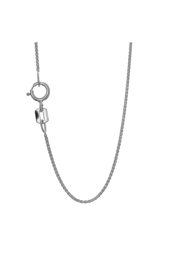 JewelStop 14K White Gold 20in 0.6mm Diamond-Cut Round Wheat Chain