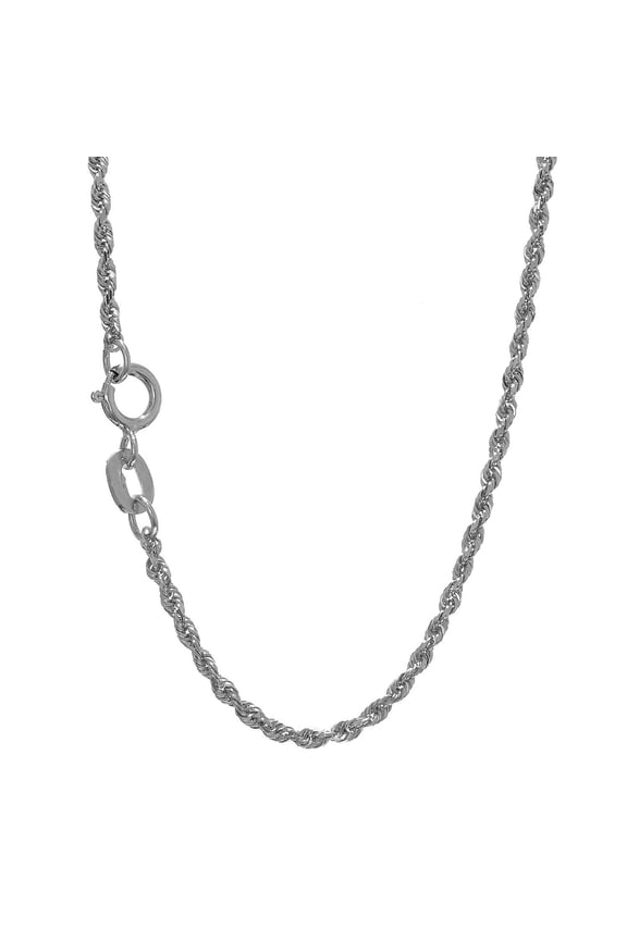 JewelStop 14K White Gold 24in 1.25mm Diamond-Cut Rope Chain