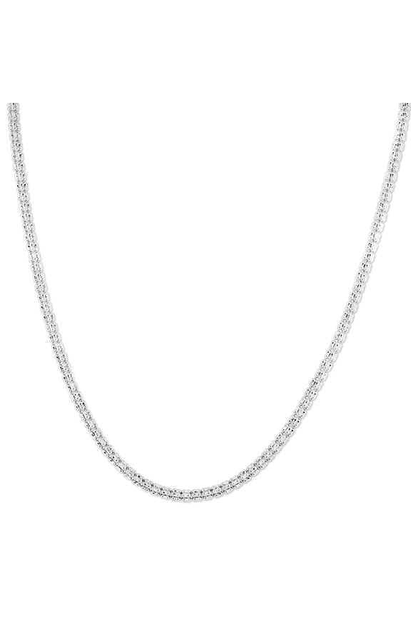 JewelStop 14K White Gold Diamond Cut/Textured Finish 3.14mm Fancy Ice Chain with Lobster Clasp - 18"