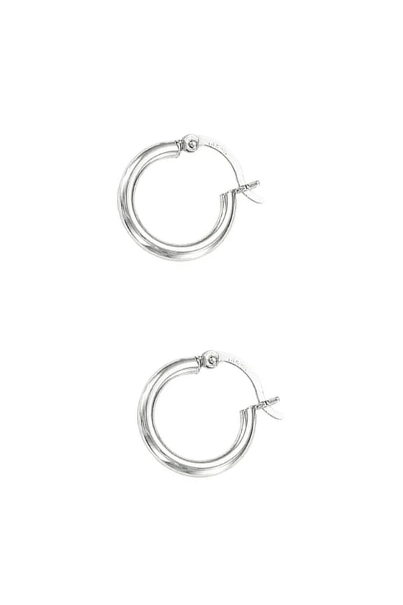 JewelStop 14K White Gold Hoop Earrings - 2x15mm, (3/32" x 9/16 Inches)