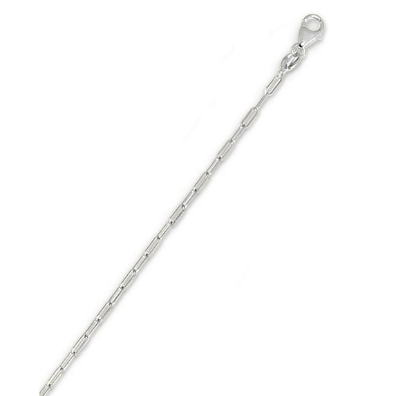 JewelStop 14K White Gold Polished Finish 1.5mm Individual link measures 4.5mm Paperclip Chain Necklace with Lobster Lock - 16"