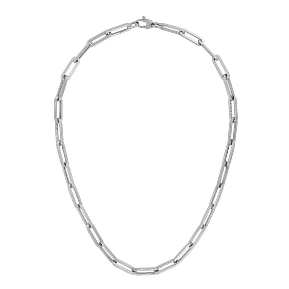 JewelStop 14K White Gold Polished Finish 6.1mm Paperclip Chain Bracelet with Lobster Lock - 7.5"