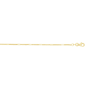 JewelStop 14K Yellow Gold 1.3mm Polished Bar Station Saturn Chain with Lobster Clasp - 16, 18, 20