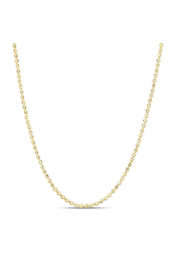 JewelStop 14K Yellow Gold 2mm Diamond-Cut Textured Moon Chain 16 Inches, Lobster Clasp - 5.23gr.