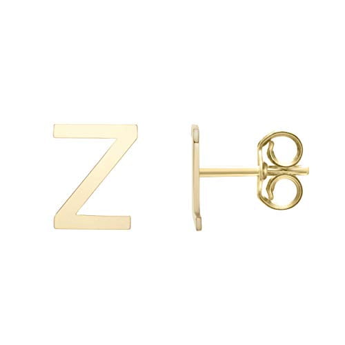 JewelStop 14K Yellow Gold 6.4x5.5mm Polished Initial-Z Post Earrings With Push Back Clasp