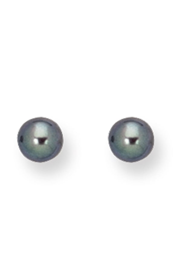 JewelStop 14K Yellow Gold Black Cultured Pearl Stud Earrings - 5 x 5 Mm