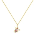 thumbnail image 1 of JewelStop 14K Yellow Gold Diamond Cut/ Textured Finish Enamel Unicorn Necklace with Spring Ring Clasp - 14", 1 of 6
