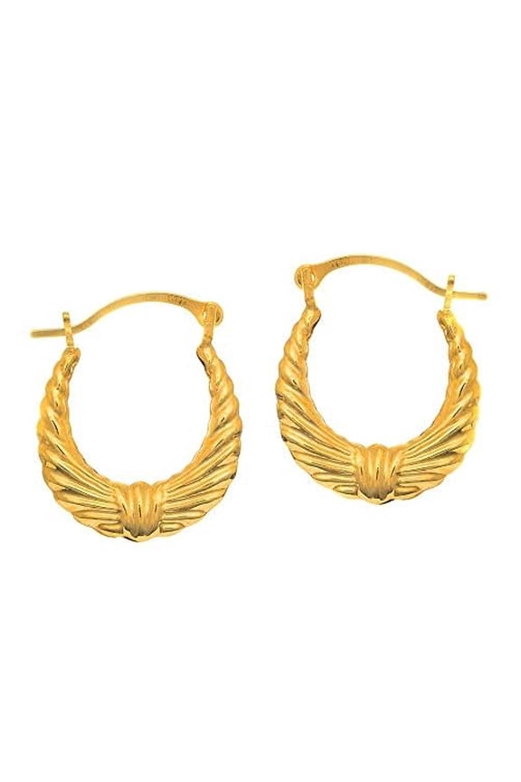 JewelStop 14K Yellow Gold Fancy Small Hoop Earrings