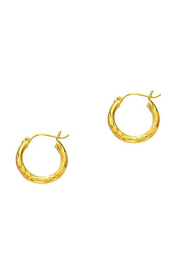 JewelStop 14K Yellow Gold Hoop Earrings - 3x15mm, (1/8" x 9/16 Inches), 1.3gr.