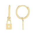 thumbnail image 1 of JewelStop 14K Yellow Gold Lock Dangling Charm Earrings with Polished Finish and Hinged Clasp - 1.20gr, 1 of 7