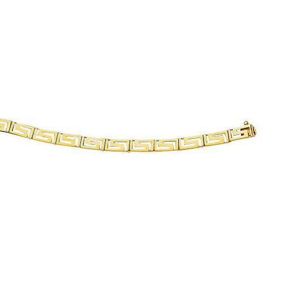 JewelStop 14K Yellow Gold Shiny Graduated Greek Key Fancy Bracelet, Box Catch Clasp 7.25 Inches