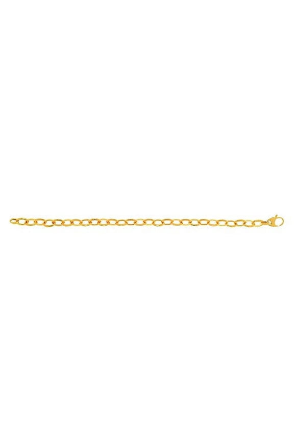 JewelStop 14K Yellow Gold Shiny Oval Link Bracelet, Fancy Fish Clasp - 7.5 Inches