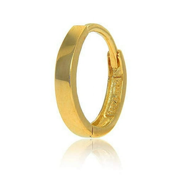 JewelStop 14K Yellow Gold Single Huggie Hoop Hinged Men's Earring - 2.6x14mm