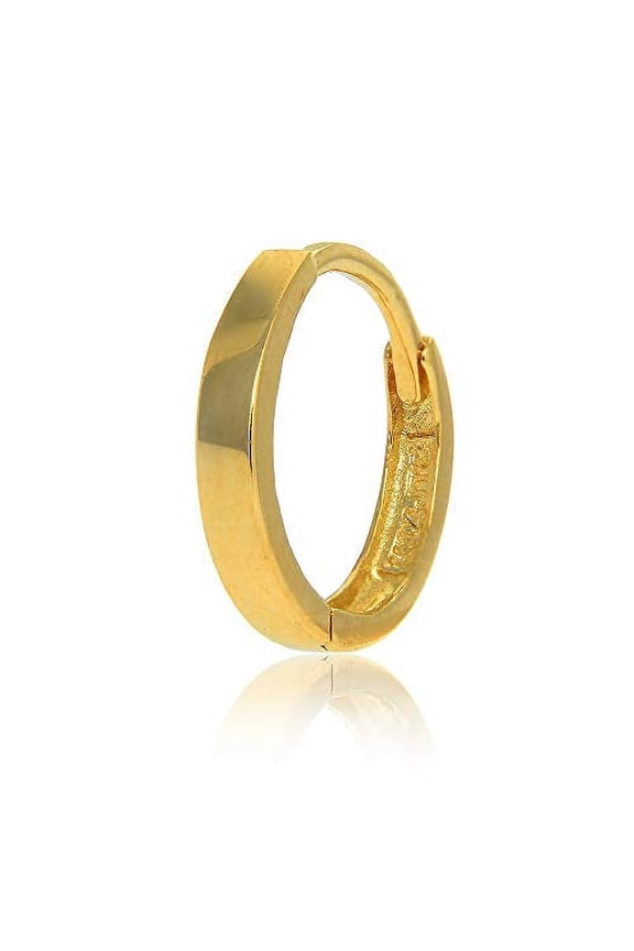 JewelStop 14K Yellow Gold Single Huggie Hoop Hinged Men's Earring - 2.6x14mm