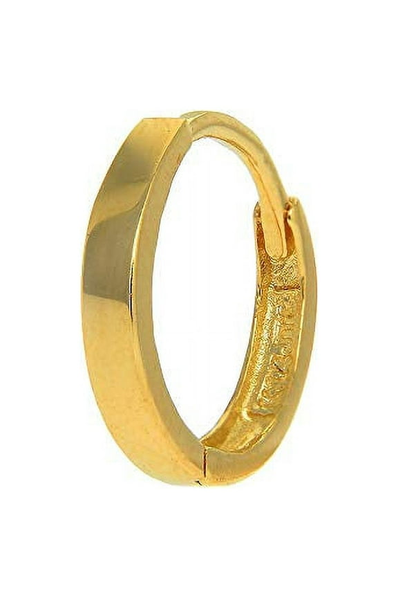 JewelStop 14K Yellow Gold Single Huggie Hoop Hinged Men's Earring - 2x11mm