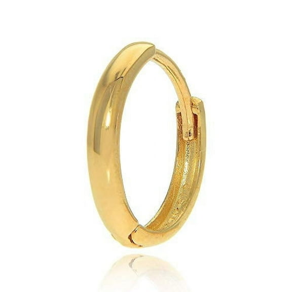 JewelStop 14K Yellow Gold Single Men's Huggie Hoop Hinged Earring 2x13mm
