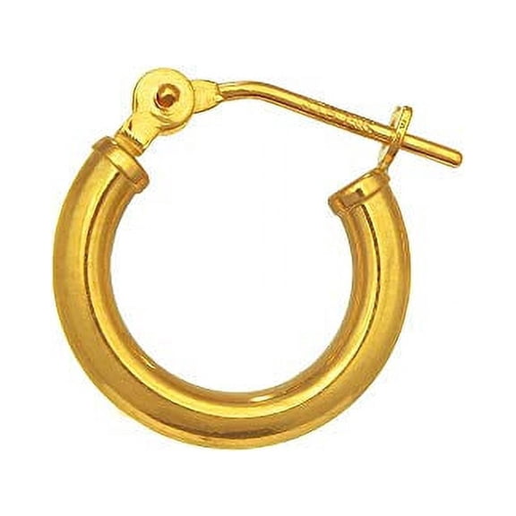 JewelStop 14K Yellow Gold Tubular Hoop Men's Single Earring, 2x12mm