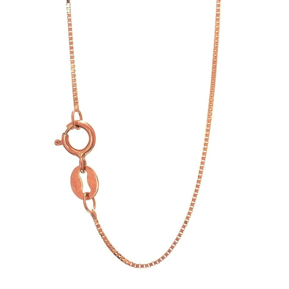 JewelStop 14Kt 16" Rose Gold 0.6mm Shiny Classic Box Chain with Spring Ring Clasp