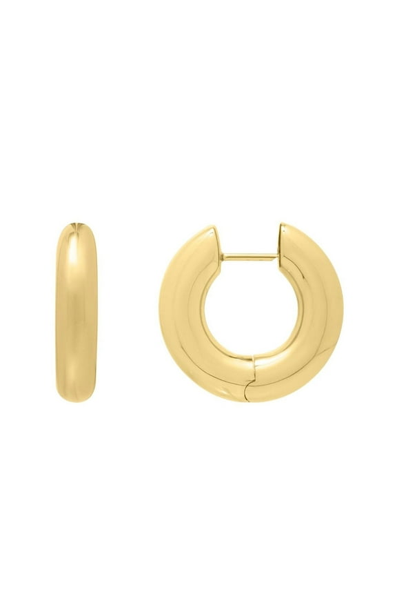 JewelStop 14k Gold Polished Finish 21.8mm x 22.5mm Round Large Electroform Hoop Earrings with Snap Clasp