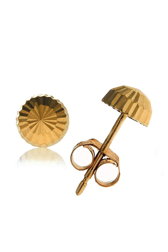 JewelStop 14k Real Yellow Gold Half Ball Diamond-cut Post Stud Earrings 8mm