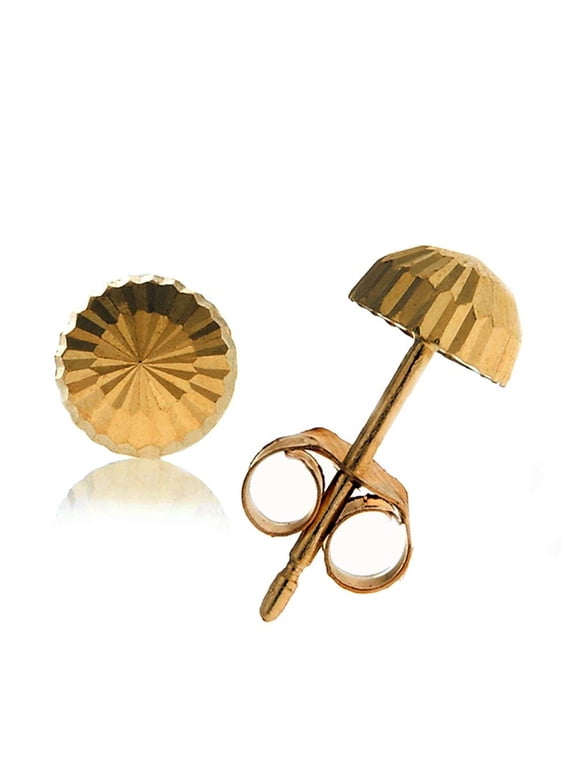 JewelStop 14k Real Yellow Gold Half Ball Diamond-cut Post Stud Earrings 8mm
