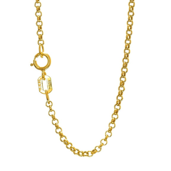 JewelStop 14k Semi-Solid Yellow Gold 1.85 mm Lite Rolo Chain 18" Spring Ring Clasp - 1.58gr.