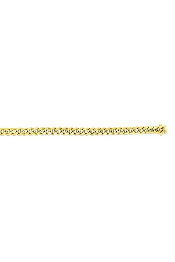 JewelStop 14k Semi-Solid Yellow Gold 9.0mm Miami Cuban Link Chain Necklace, Box Clasp - 24 Inches
