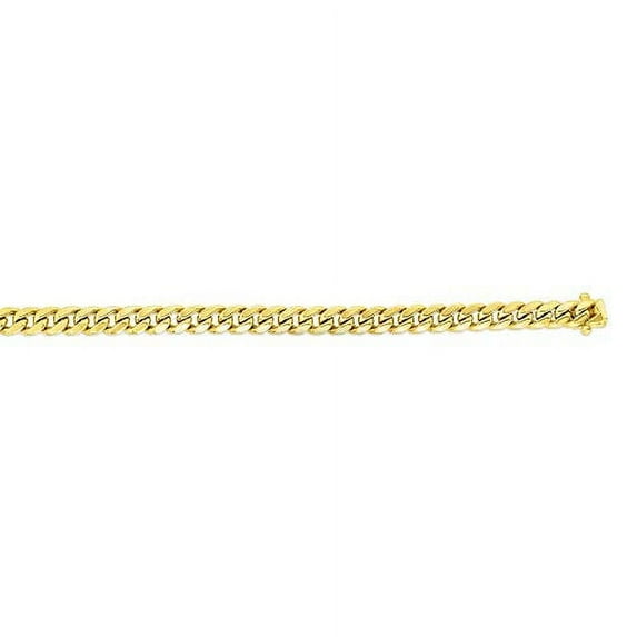 JewelStop 14k Semi-Solid Yellow Gold 9.0mm Miami Cuban Link Chain Necklace, Box Clasp - 24 Inches
