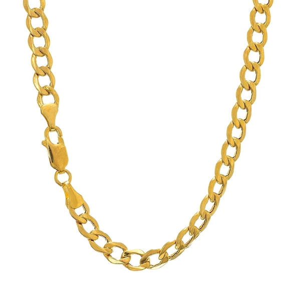 JewelStop 14k Semi-solid Yellow Gold 5.3 mm Lite Cuban Curb Chain 24" Lobster Claw Clasp - 9.6gr.