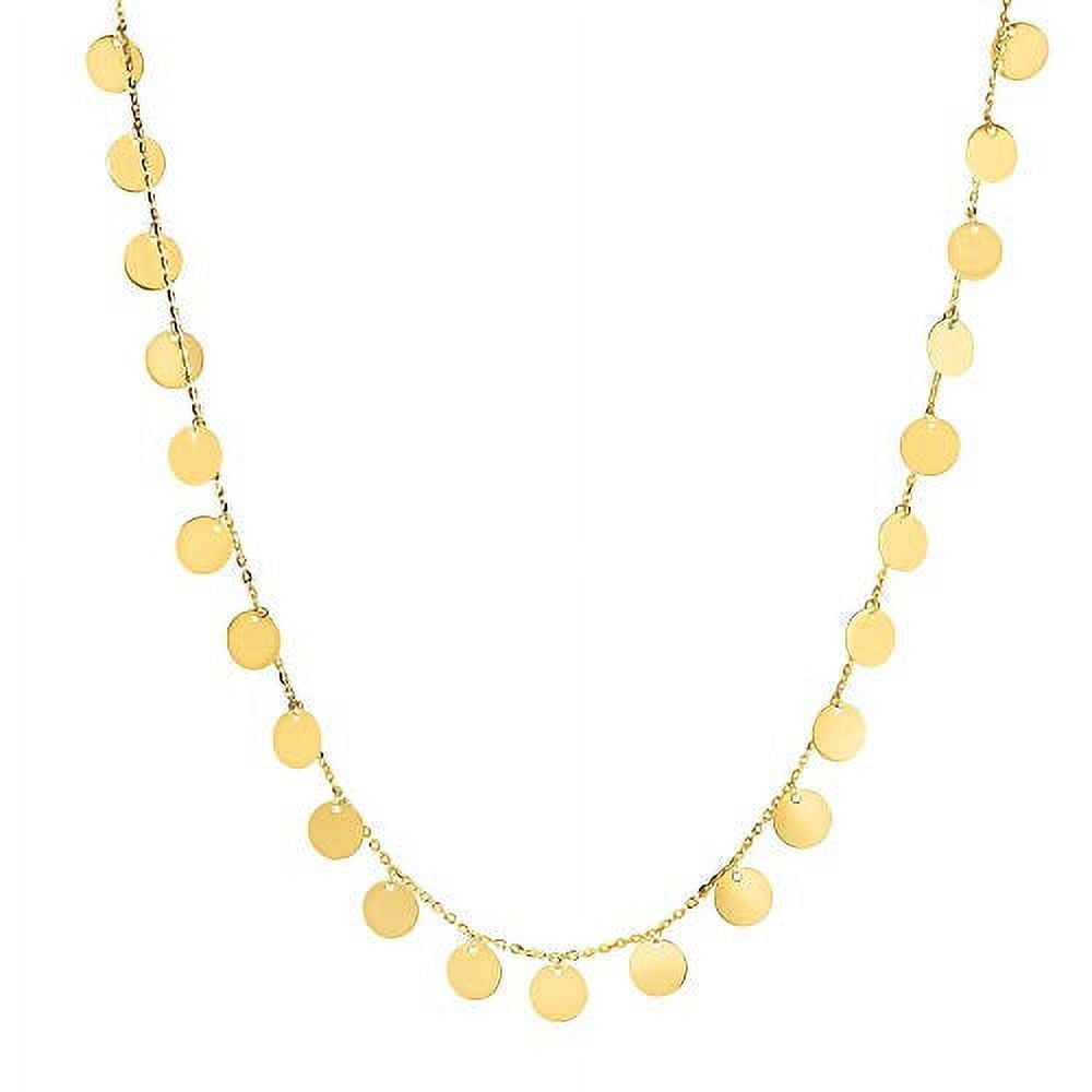 JewelStop 14k Shiny Yellow Gold 5mm Stationed Flat Round Discs Choker