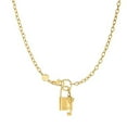 thumbnail image 1 of JewelStop 14k Shiny Yellow Gold Forever Lock & Key Elements On Link Chain Necklace, Lobster - 18 Inches, 5.7gr, 1 of 3