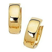 JEWELSTOP DESIGNER JEWELRY FOR LESS JewelStop 14k Shiny Yellow Gold Round Huggie Hoop Earrings, Hinged Clasp - 5x15mm, 2.2gr.