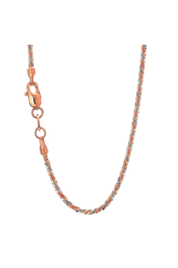 JewelStop 14k Solid 2 Tone Gold 1.5Mm Sparkle Chain 16" Lobster Claw - 2.4gr.