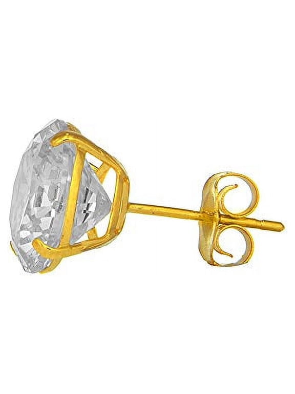 JewelStop 14k Solid Gold CZ Basket Setting Stud Single 3mm .12ct Men's Earring
