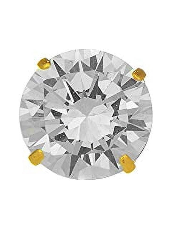 JewelStop 14k Solid Gold CZ Basket Setting Stud Single 4mm .25ct Men's Earring