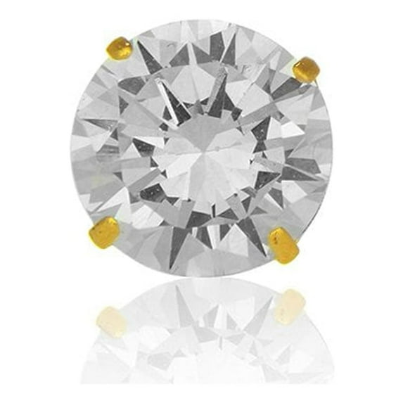 JewelStop 14k Solid Gold Cubic Zirconia Basket Set Stud Single 5mm .50ct Men's Earring