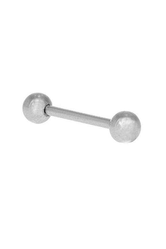 JewelStop 14k Solid Gold White Barbell Tongue Ring Body Jewelry