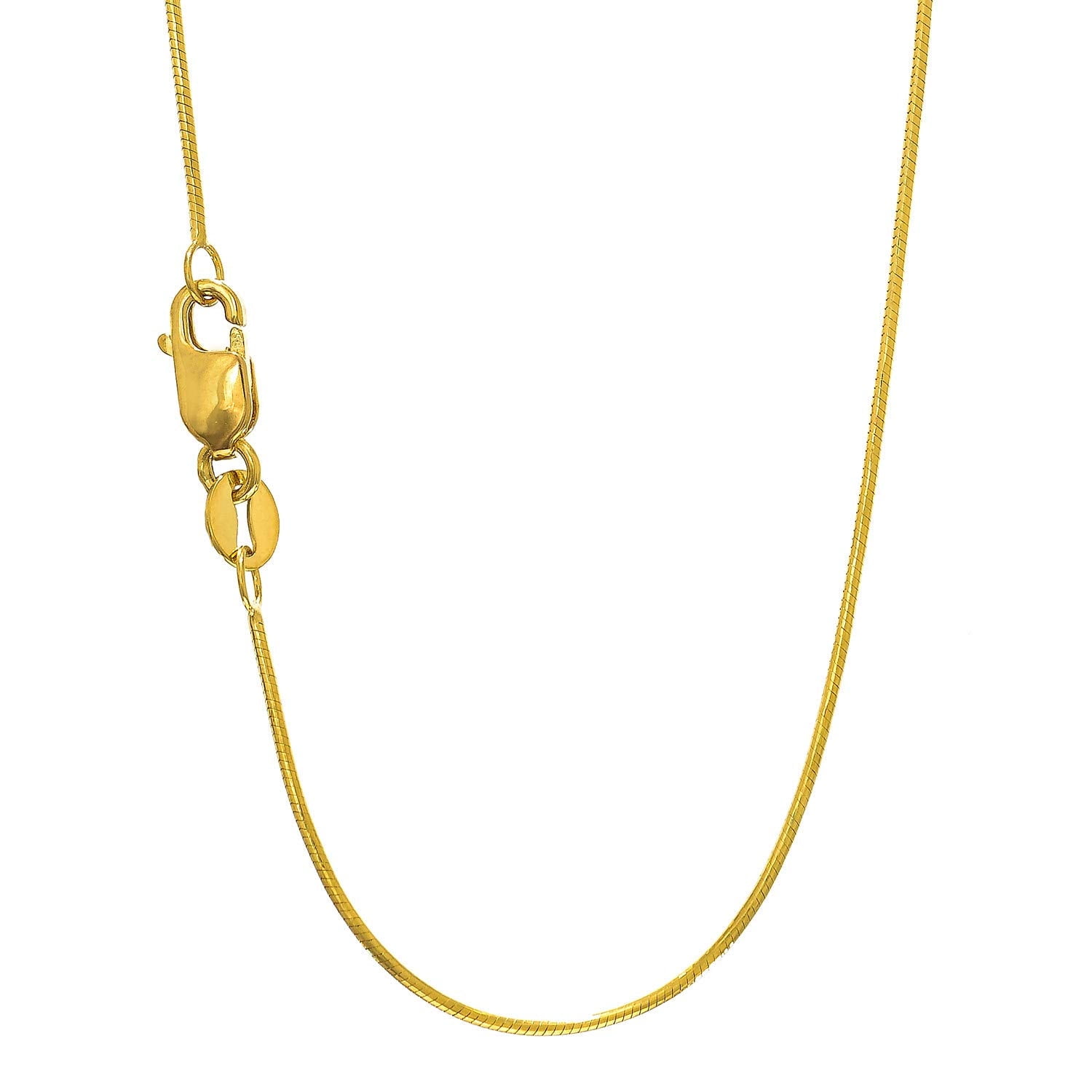 JewelStop 14k Solid Gold Yellow Or White 0.7 mm Round Snake Chain Necklace 16" Lobster Claw Clasp - 2.14gr.
