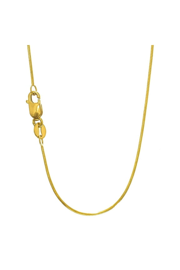 JewelStop 14k Solid Gold Yellow Or White 0.7 mm Round Snake Chain Necklace 16" Lobster Claw Clasp - 2.14gr.